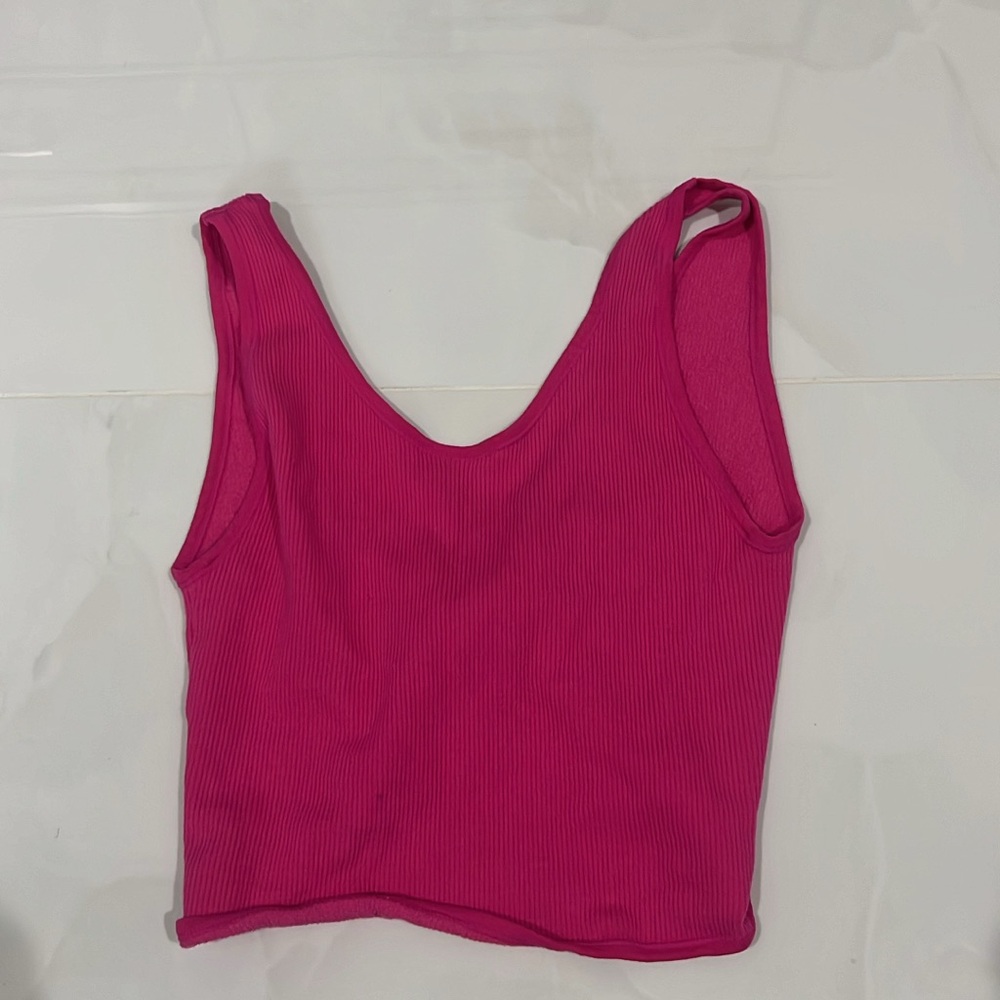 Pink Sleeveless Fitted Crop Tank Top